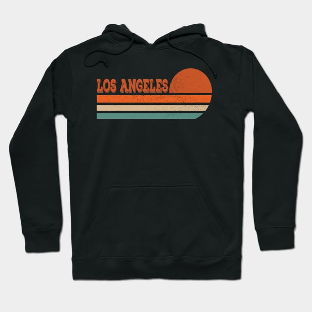 Los Angeles Vintage Sunset Stripes Hoodie by bougieFire